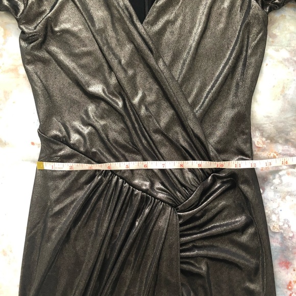 Guess Marciano | Black Metallic Silver Midi Wrap Dress NWOT - Picture 6 of 11